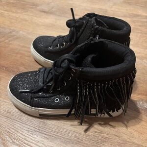 INC Black Sparkly Fringe Sneakers Girls Size 1M